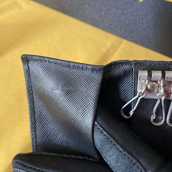 PRADA  Saffiano Black Leather 6 Key Holder. - Picture 8 of 12